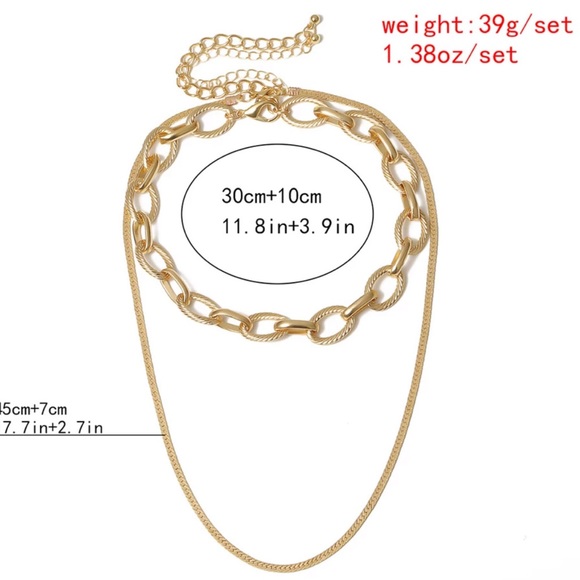 Gold plated 2 pcs snake chain necklace - Picture 5 of 5